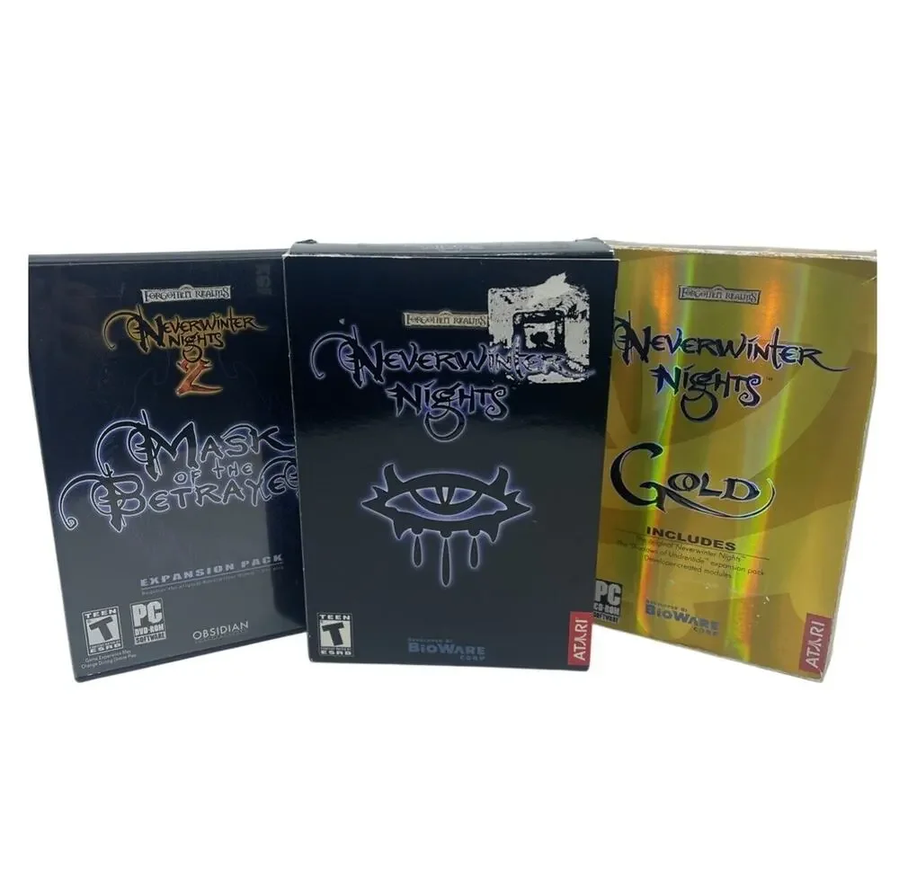 Neverwinter Nights PC Game Lot Gold + NWN2 Mask Betrayer Expansion CIB D&D